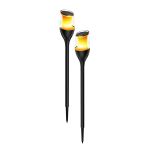 Podwójny pakiet 2x Interlight Kolec Światło Solar Ogród Torch Czarny 1W 40lm - 816 Bardzo Ciepła Biel | incl. Akumulator